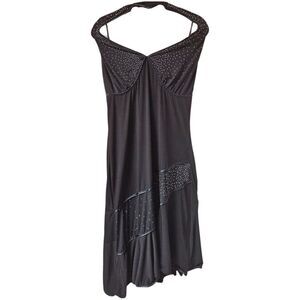 TORRID BLACK  Halter Neck  ASYMMETRICAL dress with embellished silver Studs 16